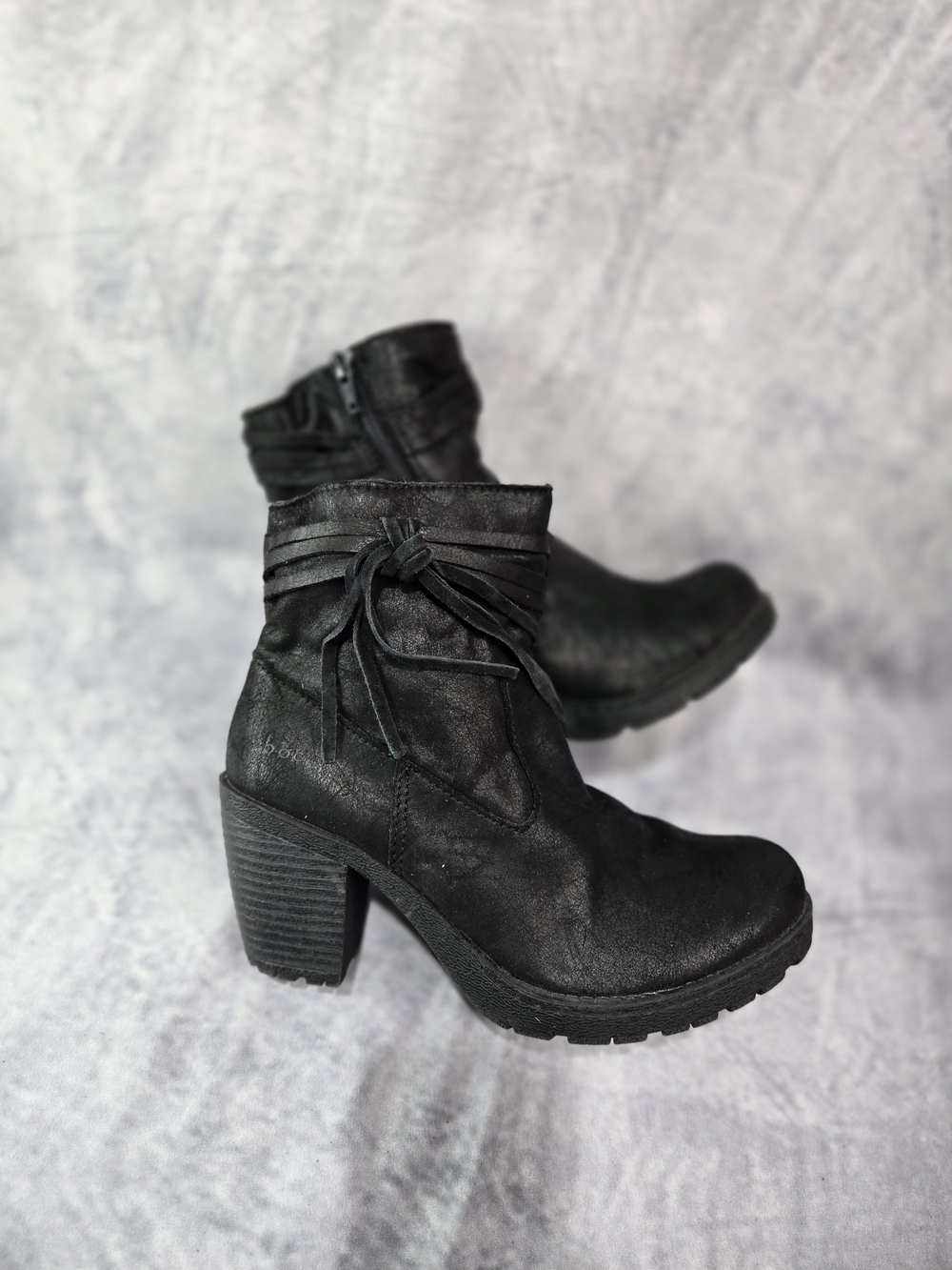 Womens Black Ankle Boots with Tied Accent